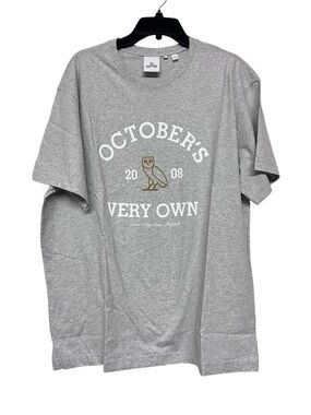 New OVO Octobers Very Own Collegiate Short Sleeve Pearl Gray Logo T-Shirt